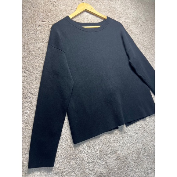 Halogen Black Knit Crew Neck Long Sleeve Sweater Tie Back Detail Size Large - Picture 9 of 11